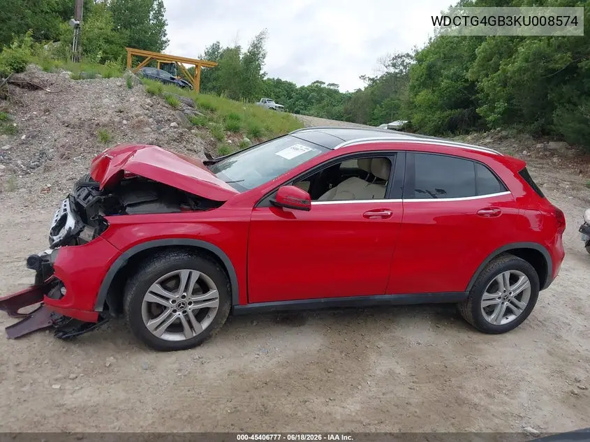 2019 Mercedes-Benz Gla 250 4Matic VIN: WDCTG4GB3KU008574 Lot: 45406777