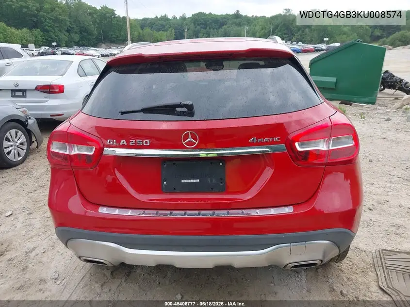 2019 Mercedes-Benz Gla 250 4Matic VIN: WDCTG4GB3KU008574 Lot: 45406777