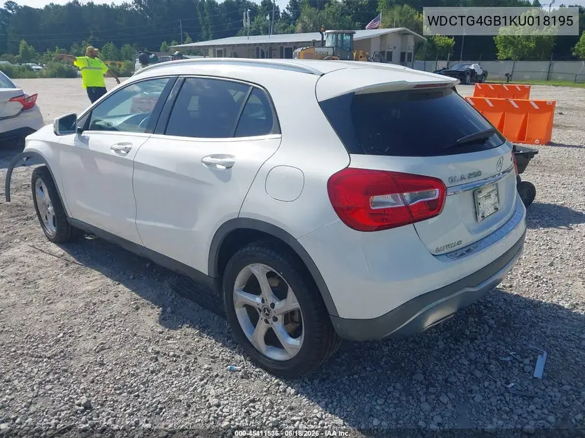2019 Mercedes-Benz Gla 250 4Matic VIN: WDCTG4GB1KU018195 Lot: 45411536
