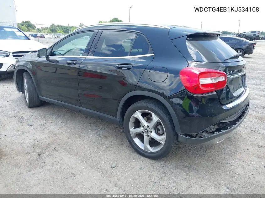 2019 Mercedes-Benz Gla 250 VIN: WDCTG4EB1KJ534108 Lot: 45471219