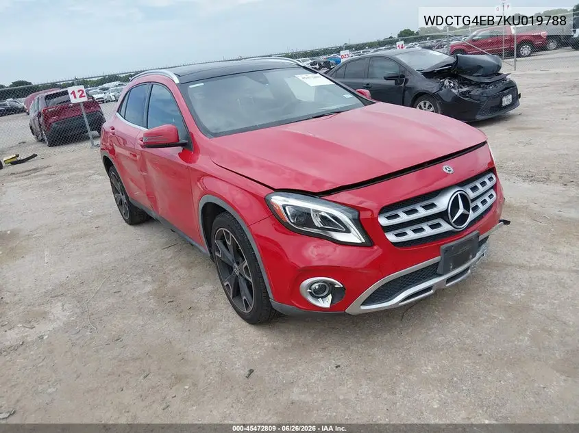 2019 Mercedes-Benz Gla 250 VIN: WDCTG4EB7KU019788 Lot: 45472809