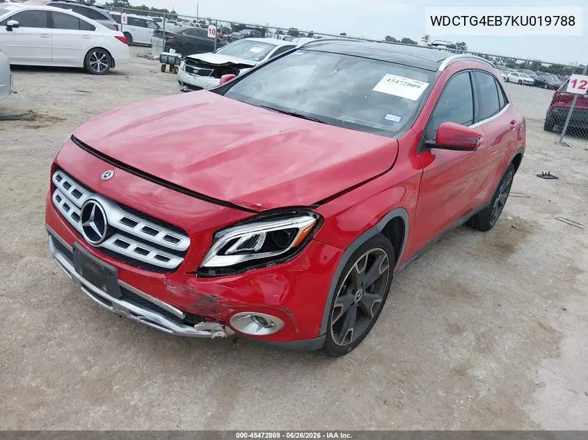 2019 Mercedes-Benz Gla 250 VIN: WDCTG4EB7KU019788 Lot: 45472809