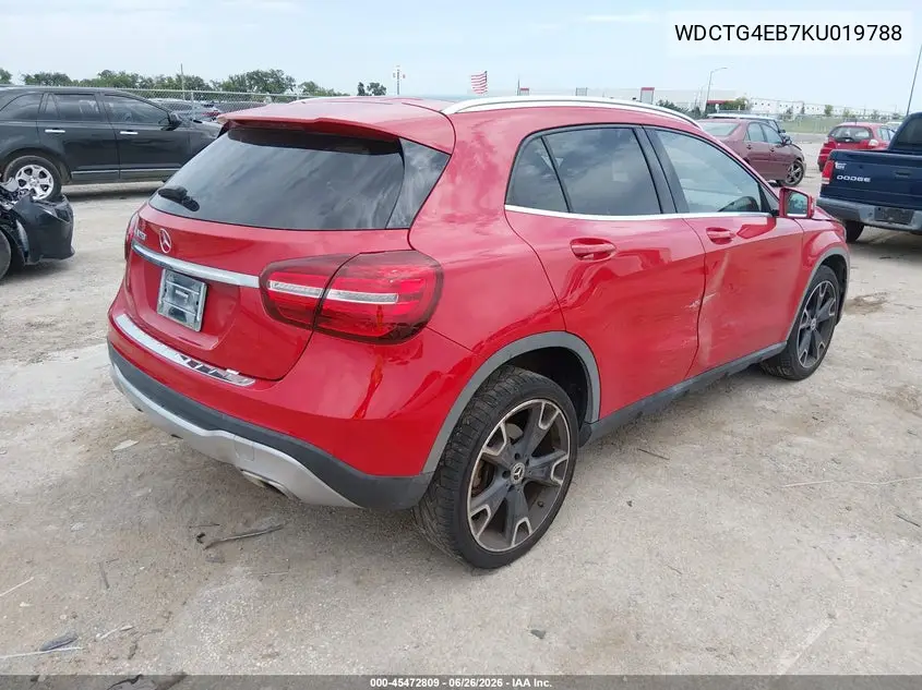 2019 Mercedes-Benz Gla 250 VIN: WDCTG4EB7KU019788 Lot: 45472809