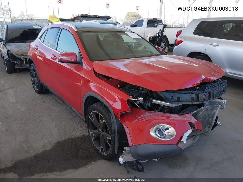 2019 Mercedes-Benz Gla 250 VIN: WDCTG4EBXKU003018 Lot: 45490775