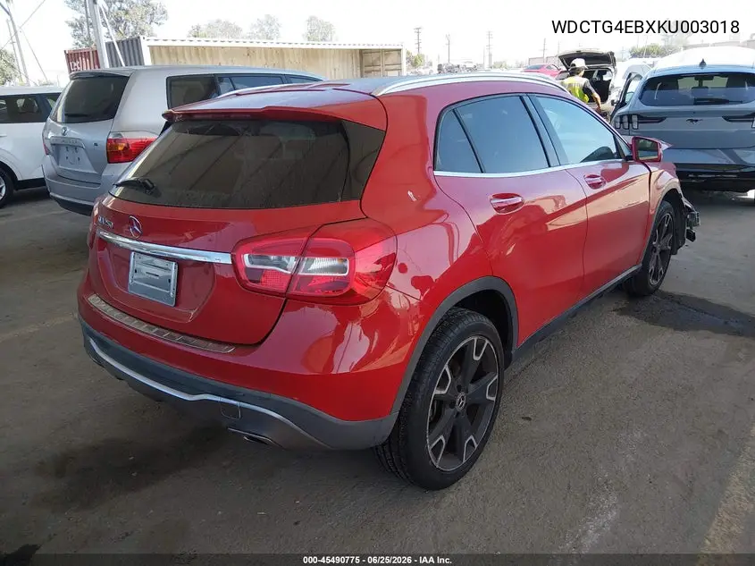 2019 Mercedes-Benz Gla 250 VIN: WDCTG4EBXKU003018 Lot: 45490775
