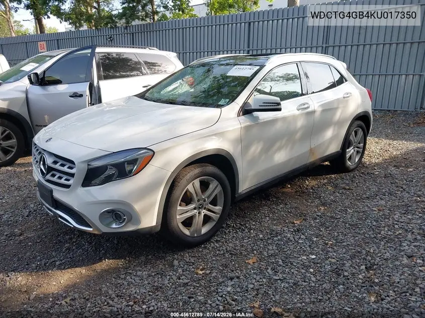2019 Mercedes-Benz Gla 250 4Matic VIN: WDCTG4GB4KU017350 Lot: 45612789