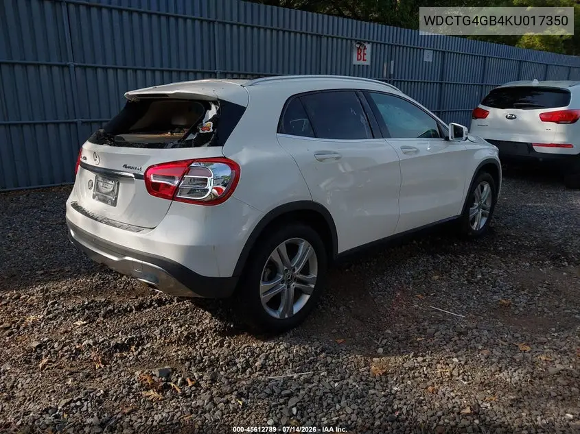 2019 Mercedes-Benz Gla 250 4Matic VIN: WDCTG4GB4KU017350 Lot: 45612789