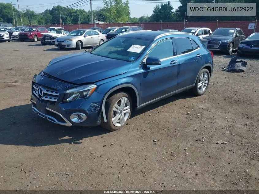 2020 Mercedes-Benz Gla 250 4Matic VIN: WDCTG4GB0LJ662922 Lot: 45490363