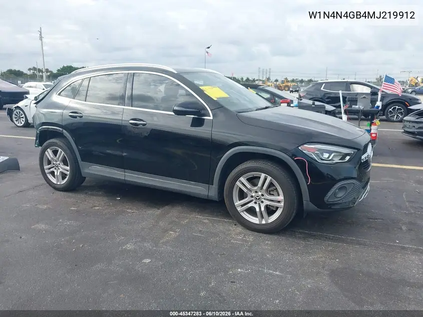 2021 Mercedes-Benz Gla 250 VIN: W1N4N4GB4MJ219912 Lot: 45347283