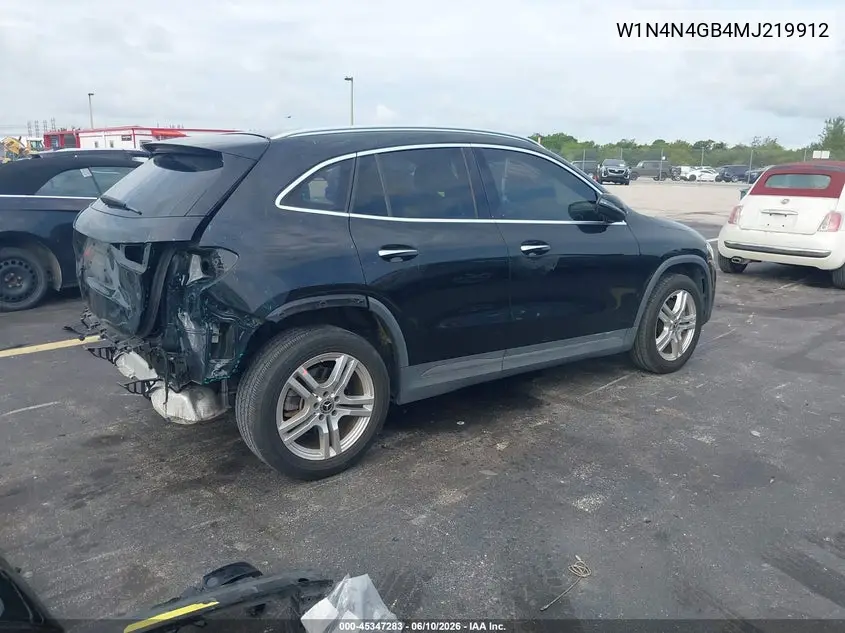2021 Mercedes-Benz Gla 250 VIN: W1N4N4GB4MJ219912 Lot: 45347283