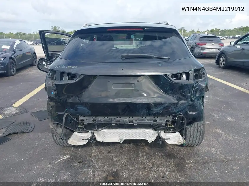 2021 Mercedes-Benz Gla 250 VIN: W1N4N4GB4MJ219912 Lot: 45347283