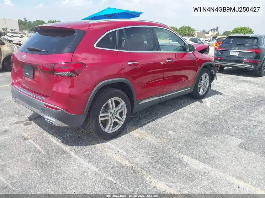 2021 Mercedes-Benz Gla 250 VIN: W1N4N4GB9MJ250427 Lot: 45424699