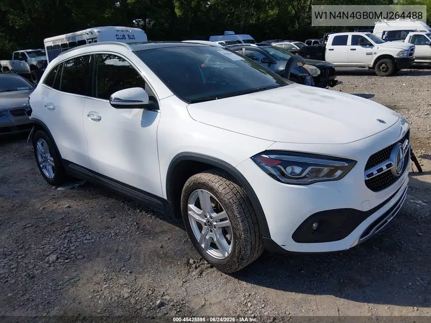 2021 Mercedes-Benz Gla 250 VIN: W1N4N4GB0MJ264488 Lot: 45428595