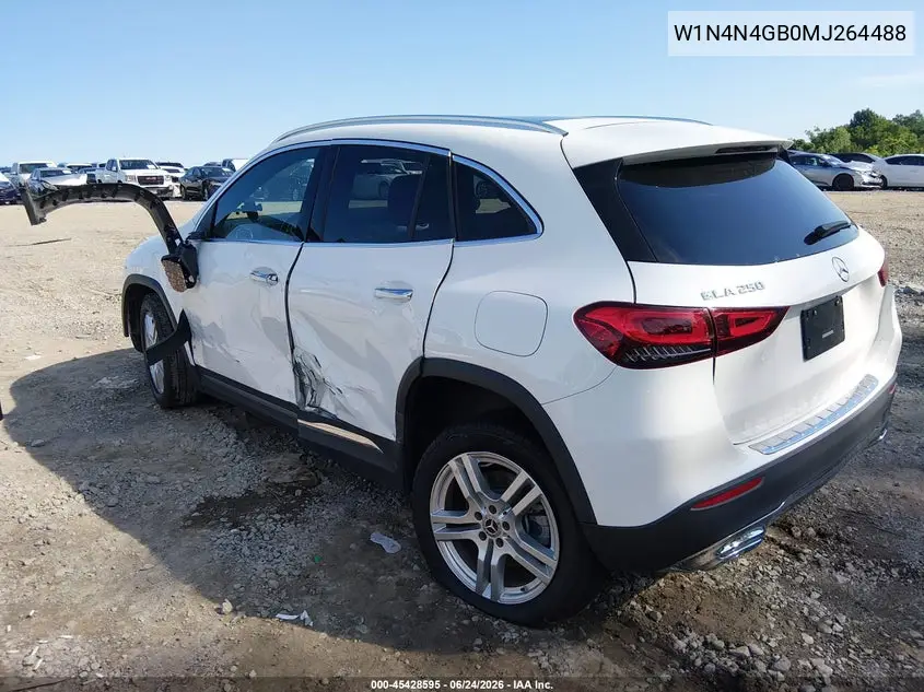 2021 Mercedes-Benz Gla 250 VIN: W1N4N4GB0MJ264488 Lot: 45428595