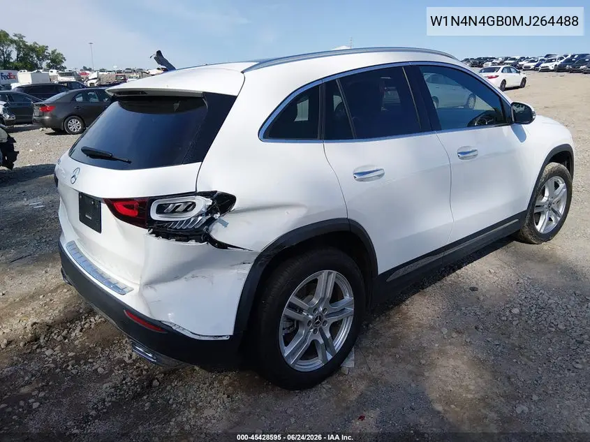 2021 Mercedes-Benz Gla 250 VIN: W1N4N4GB0MJ264488 Lot: 45428595