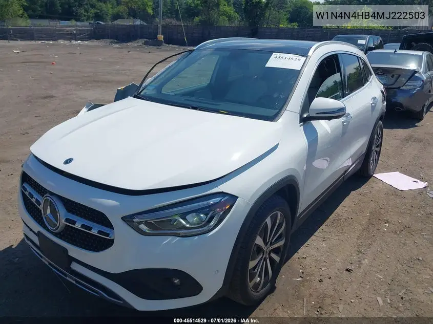 2021 Mercedes-Benz Gla 250 4Matic VIN: W1N4N4HB4MJ222503 Lot: 45514529