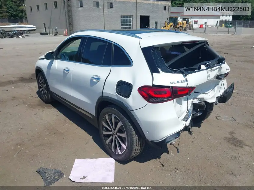 2021 Mercedes-Benz Gla 250 4Matic VIN: W1N4N4HB4MJ222503 Lot: 45514529