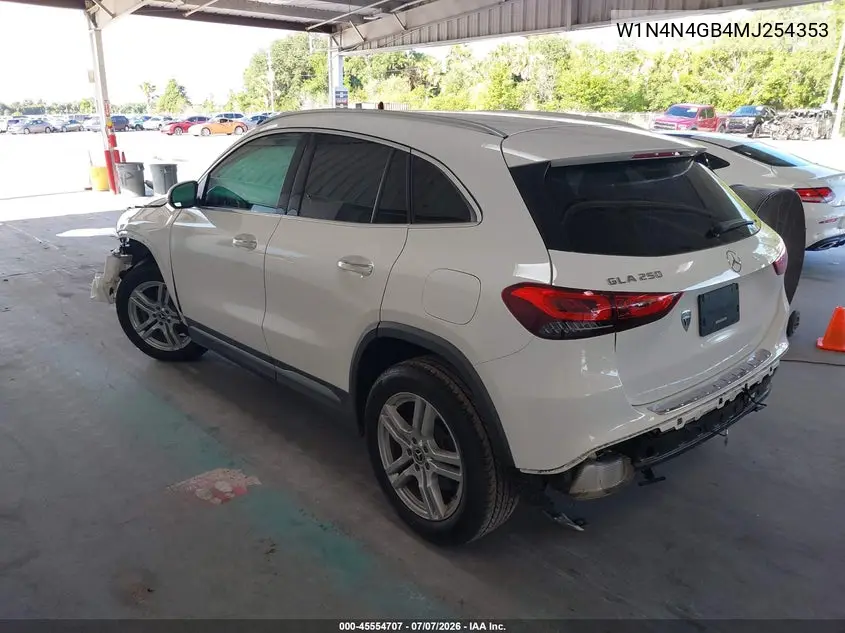 2021 Mercedes-Benz Gla 250 VIN: W1N4N4GB4MJ254353 Lot: 45554707