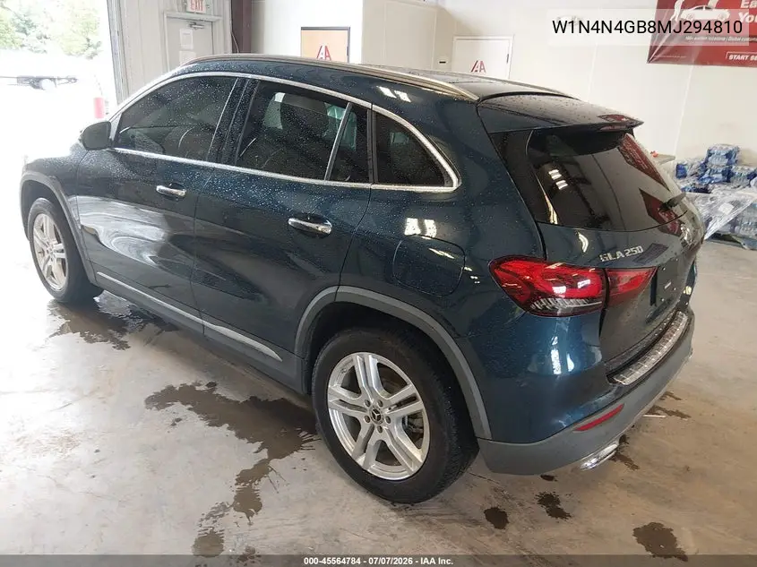2021 Mercedes-Benz Gla 250 VIN: W1N4N4GB8MJ294810 Lot: 45564784
