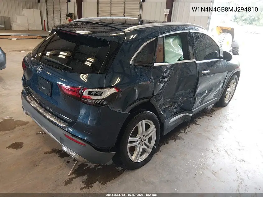 2021 Mercedes-Benz Gla 250 VIN: W1N4N4GB8MJ294810 Lot: 45564784