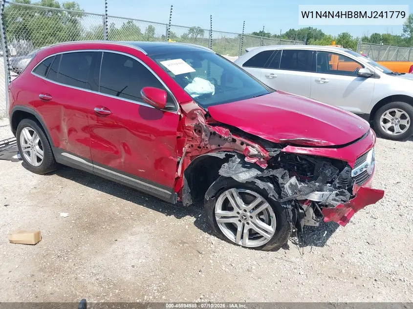 2021 Mercedes-Benz Gla 250 4Matic VIN: W1N4N4HB8MJ241779 Lot: 45594988