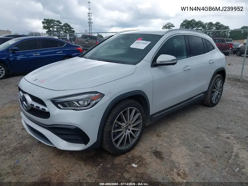 2021 Mercedes-Benz Gla 250 VIN: W1N4N4GB6MJ239952 Lot: 45625560