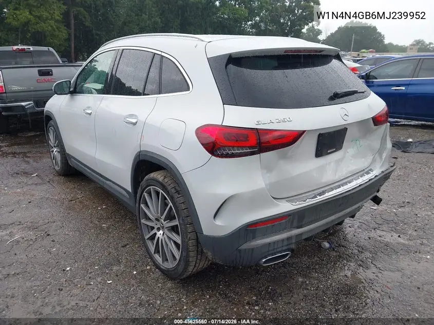 2021 Mercedes-Benz Gla 250 VIN: W1N4N4GB6MJ239952 Lot: 45625560