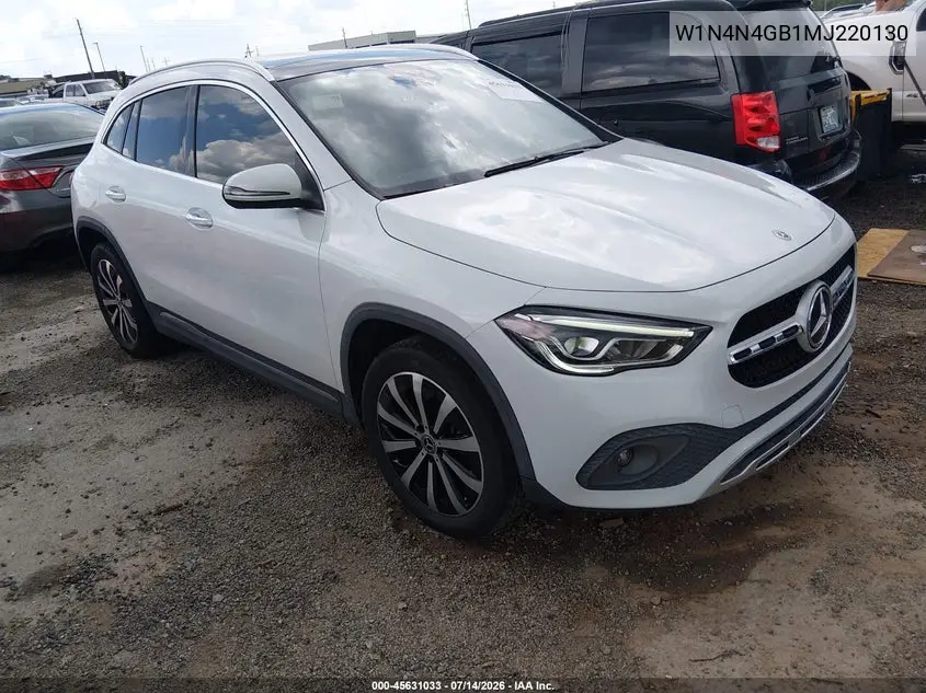 2021 Mercedes-Benz Gla 250 VIN: W1N4N4GB1MJ220130 Lot: 45631033