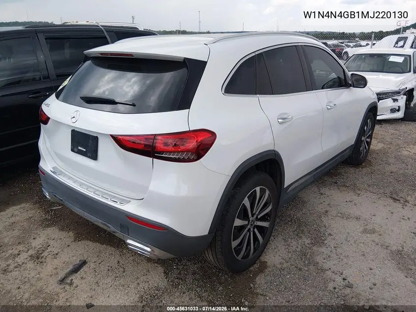 2021 Mercedes-Benz Gla 250 VIN: W1N4N4GB1MJ220130 Lot: 45631033