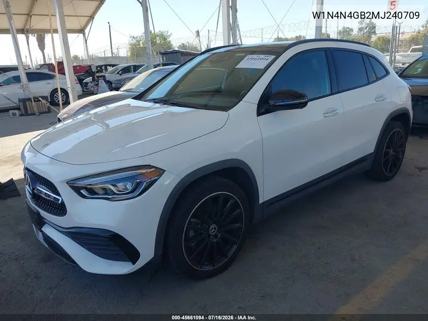 2021 Mercedes-Benz Gla 250 VIN: W1N4N4GB2MJ240709 Lot: 45661094