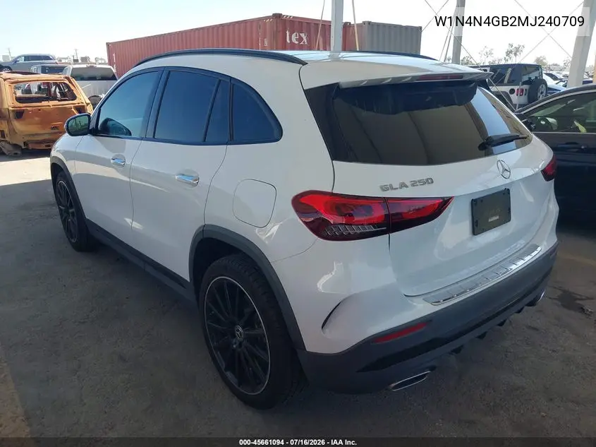 2021 Mercedes-Benz Gla 250 VIN: W1N4N4GB2MJ240709 Lot: 45661094
