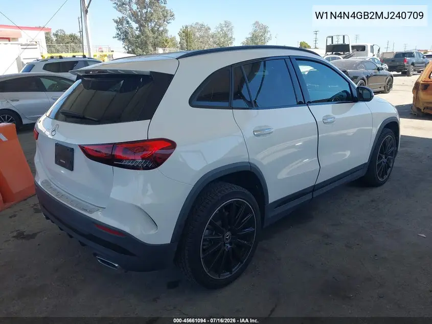 2021 Mercedes-Benz Gla 250 VIN: W1N4N4GB2MJ240709 Lot: 45661094