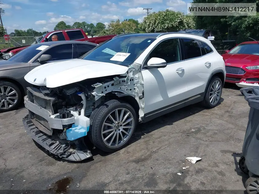 2022 Mercedes-Benz Gla 250 4Matic VIN: W1N4N4HB9NJ412217 Lot: 45567201