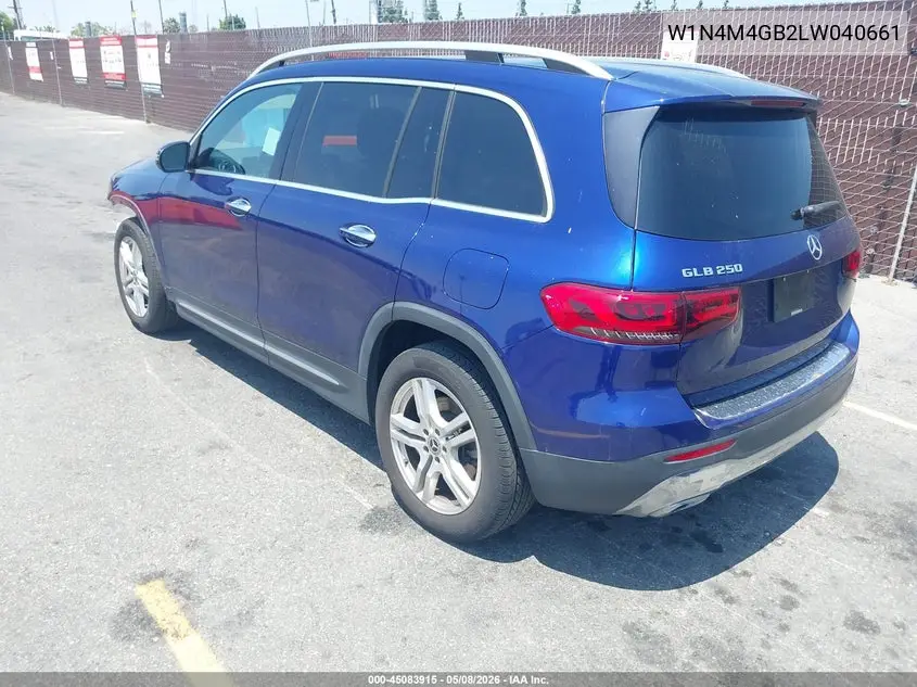 2020 Mercedes-Benz Glb 250 VIN: W1N4M4GB2LW040661 Lot: 45083915