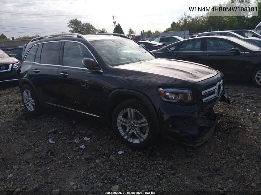 2021 Mercedes-Benz Glb 250 4Matic VIN: W1N4M4HB0MW108181 Lot: 45029970