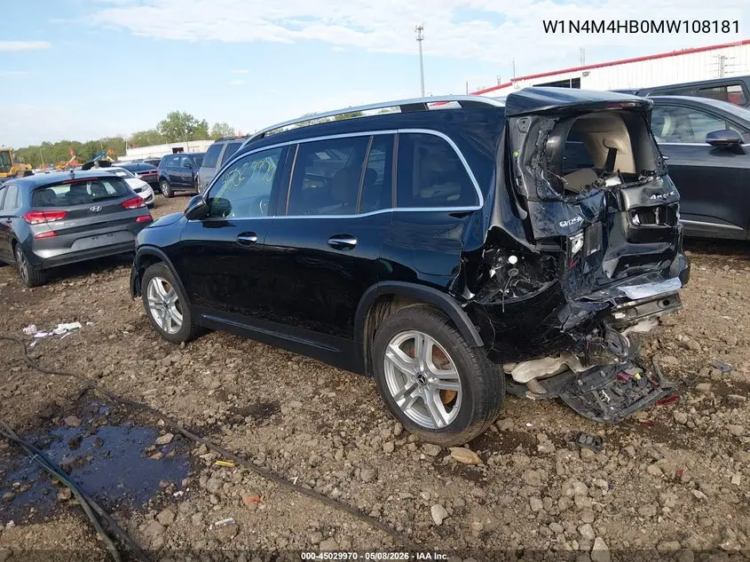 2021 Mercedes-Benz Glb 250 4Matic VIN: W1N4M4HB0MW108181 Lot: 45029970