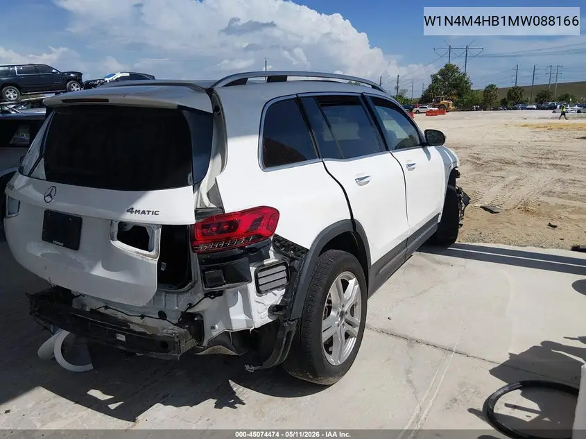 2021 Mercedes-Benz Glb 250 4Matic VIN: W1N4M4HB1MW088166 Lot: 45074474