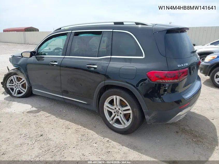 2021 Mercedes-Benz Glb 250 4Matic VIN: W1N4M4HB8MW141641 Lot: 45125875