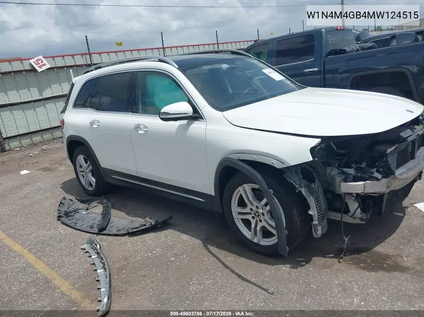 2021 Mercedes-Benz Glb 250 VIN: W1N4M4GB4MW124515 Lot: 45603786