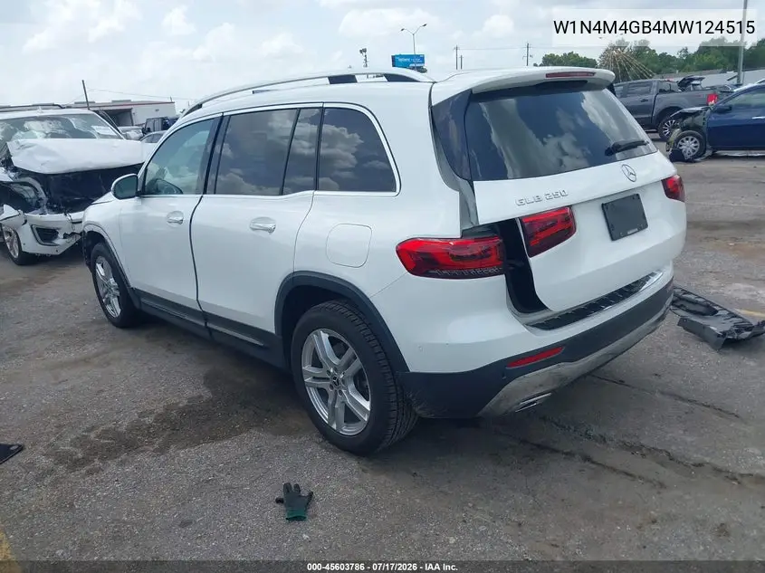 2021 Mercedes-Benz Glb 250 VIN: W1N4M4GB4MW124515 Lot: 45603786