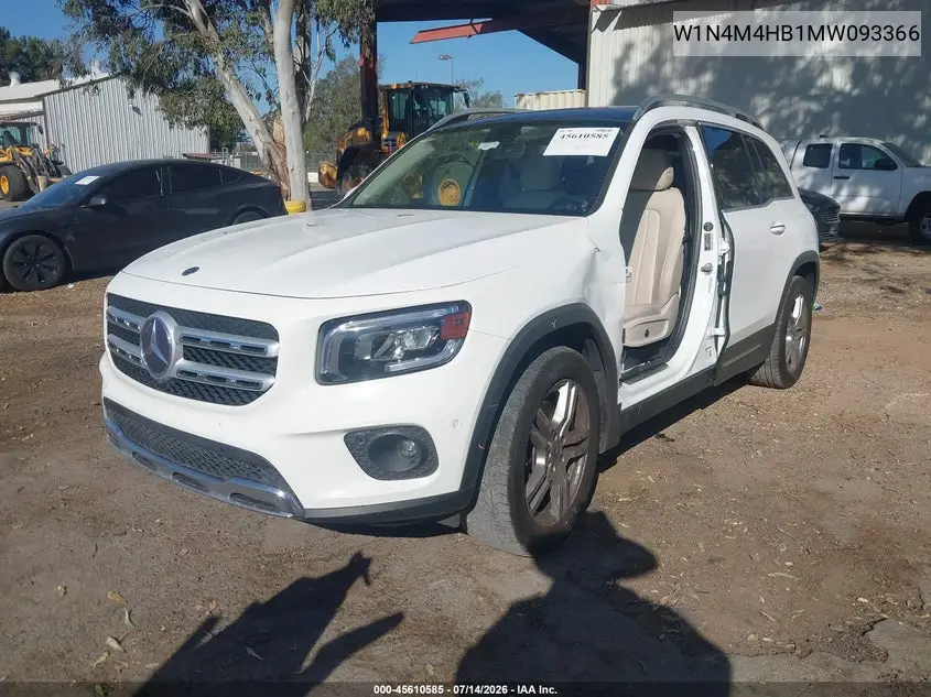 2021 Mercedes-Benz Glb 250 4Matic VIN: W1N4M4HB1MW093366 Lot: 45610585