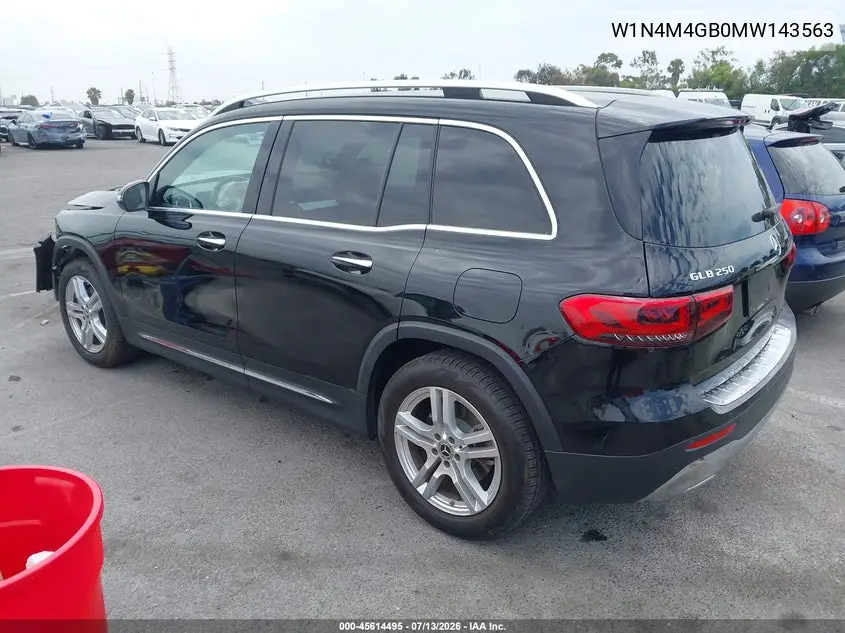 2021 Mercedes-Benz Glb 250 VIN: W1N4M4GB0MW143563 Lot: 45614495