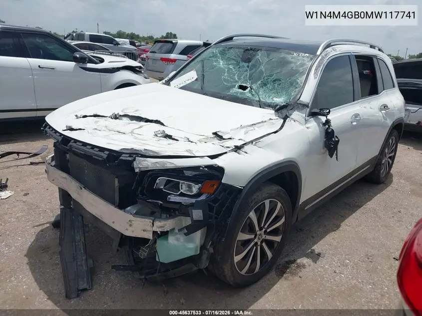 2021 Mercedes-Benz Glb 250 VIN: W1N4M4GB0MW117741 Lot: 45637533