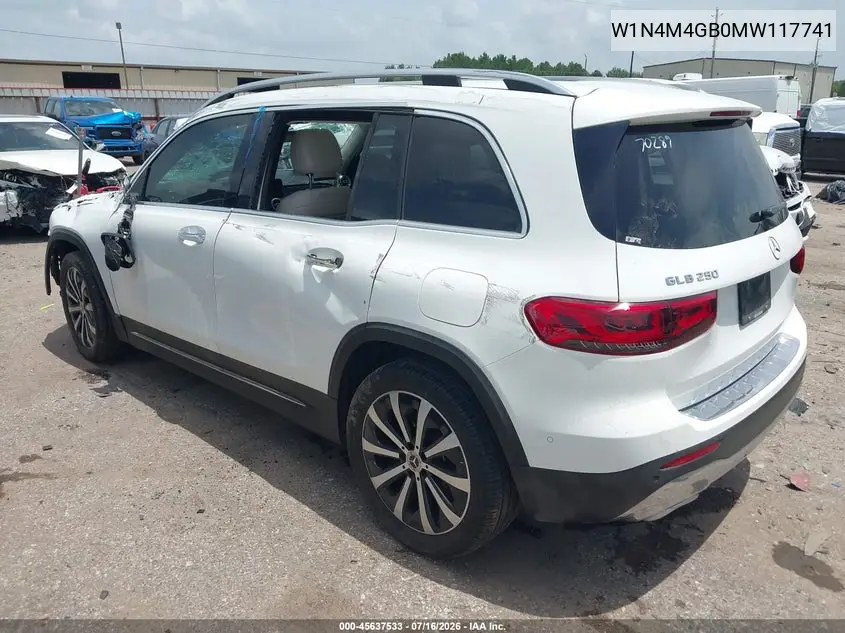 2021 Mercedes-Benz Glb 250 VIN: W1N4M4GB0MW117741 Lot: 45637533
