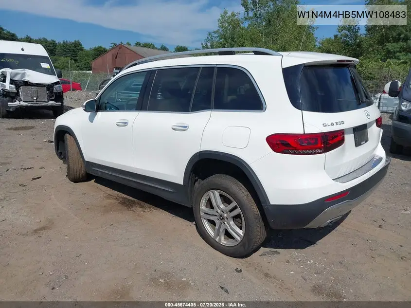 2021 Mercedes-Benz Glb 250 4Matic VIN: W1N4M4HB5MW108483 Lot: 45674405
