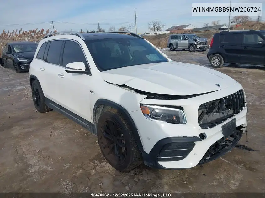 2022 Mercedes-Benz Glb Amg 35 4Matic VIN: W1N4M5BB9NW206724 Lot: 12470062