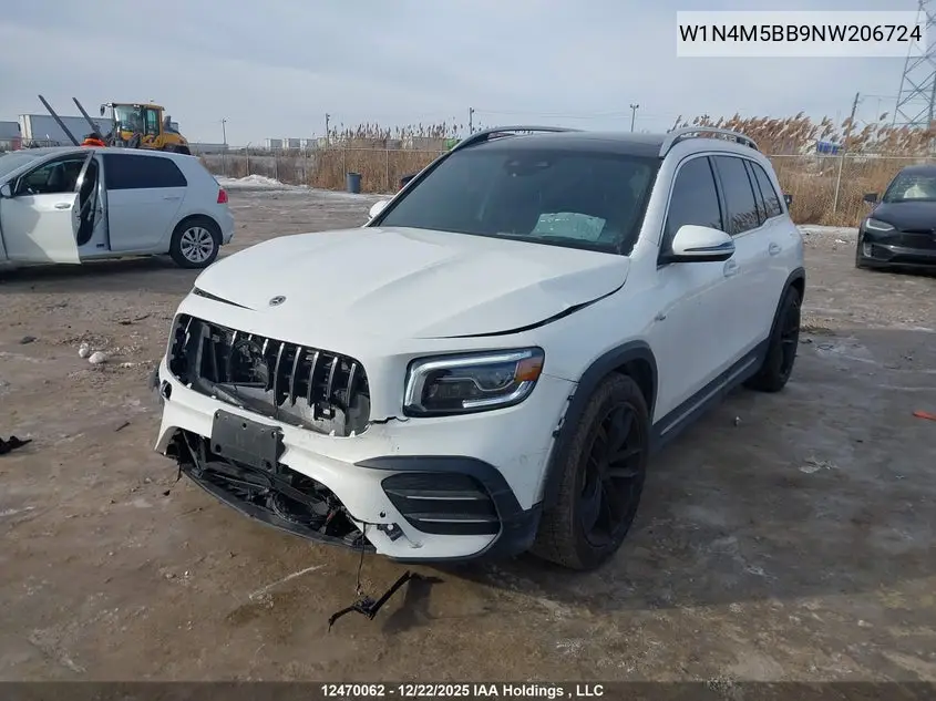 2022 Mercedes-Benz Glb Amg 35 4Matic VIN: W1N4M5BB9NW206724 Lot: 12470062