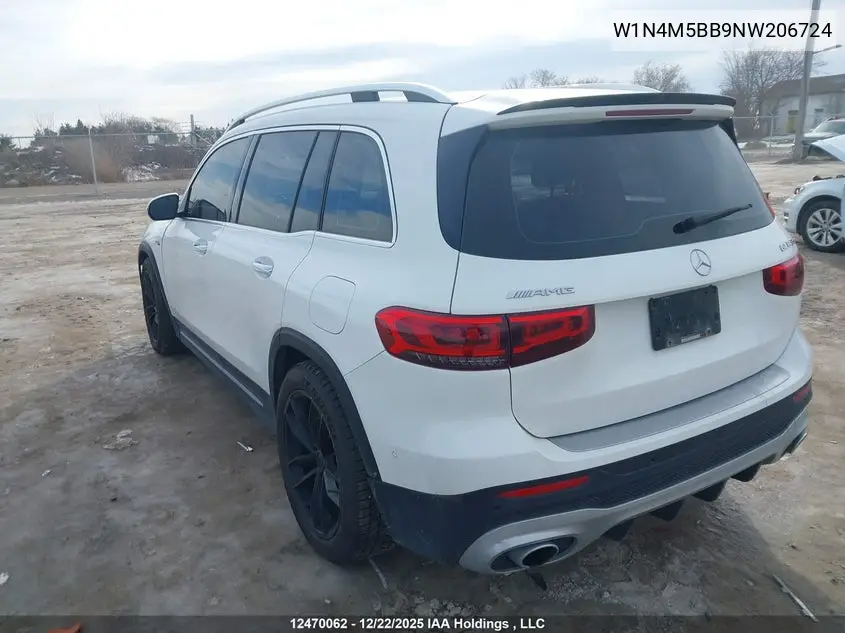 2022 Mercedes-Benz Glb Amg 35 4Matic VIN: W1N4M5BB9NW206724 Lot: 12470062