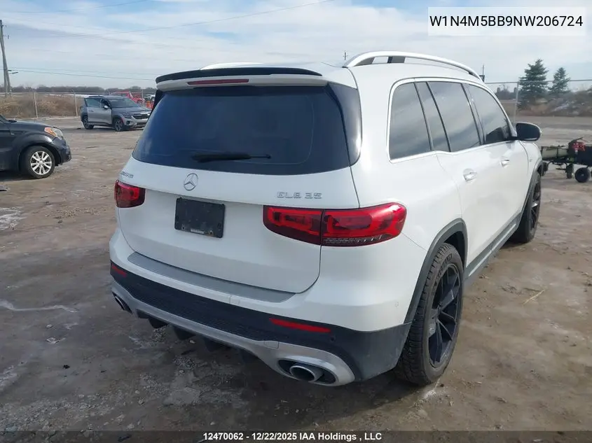 2022 Mercedes-Benz Glb Amg 35 4Matic VIN: W1N4M5BB9NW206724 Lot: 12470062