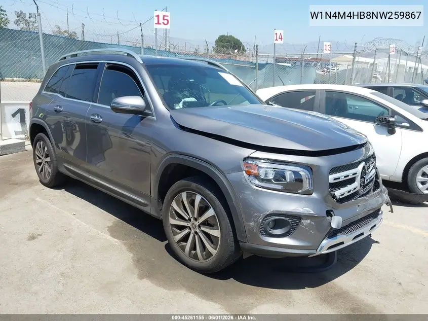 2022 Mercedes-Benz Glb 250 4Matic VIN: W1N4M4HB8NW259867 Lot: 45261155